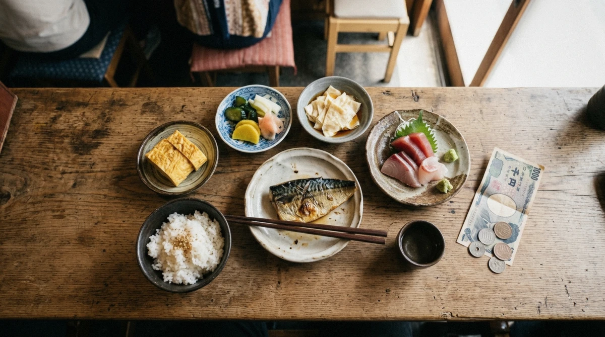 A priced menu board outside a small Kyoto restaurant, part of understanding real Kyoto food tour cost